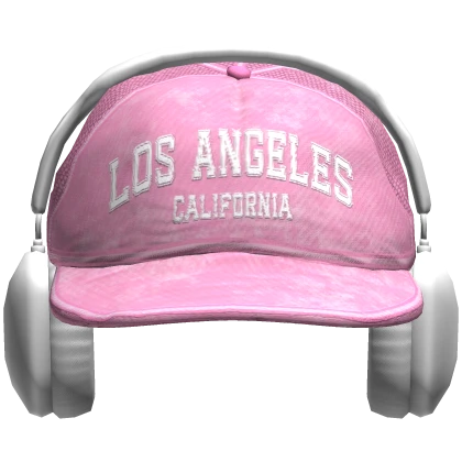 Pink Distressed Backwards Cap with Headphones