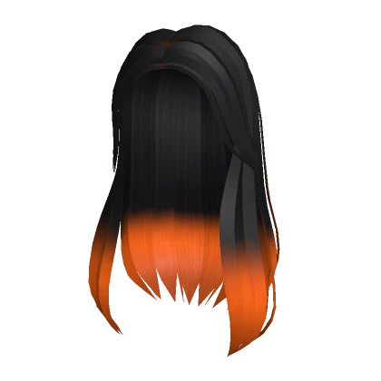 Trendy Long Hair in Ombre Black and Orange 