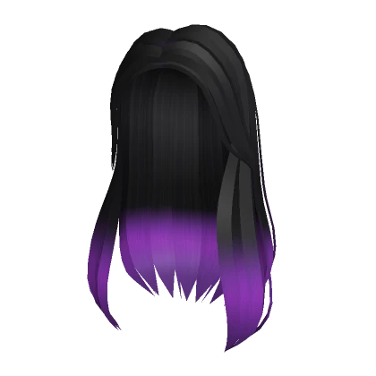 Trendy Long Hair in Ombre Black and Purple