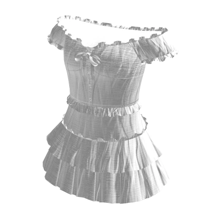 🍀Off Shoulder Ruffle Dress (White)