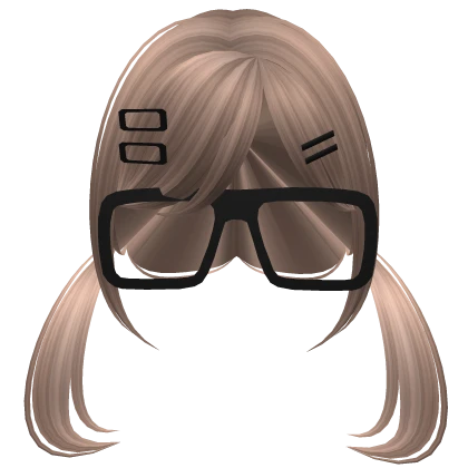  dolly twin pigtails w jumbo nerd glasses milk tea