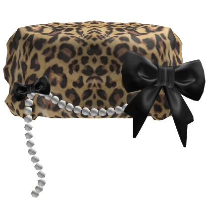 Brown Himegyraru Ushanka Leopard Bow with Pearls