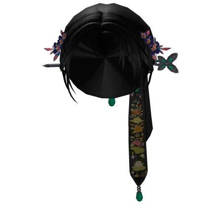 ✨Elegant Hair Bun with Embroidered Ribbon-Black