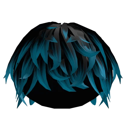 Black and Blue Fluffy Messy Emo Boy Hair