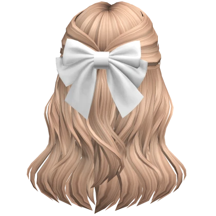 Soft Flowy Half up Hair w/ white Bow (Blonde2)