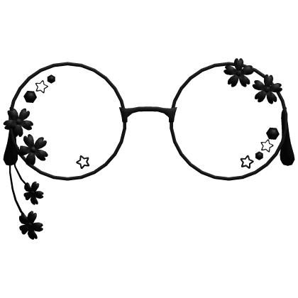 Black Cute Shy Round Flower Glasses