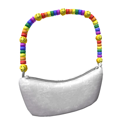 Smiley Beaded Shoulder Bag - white