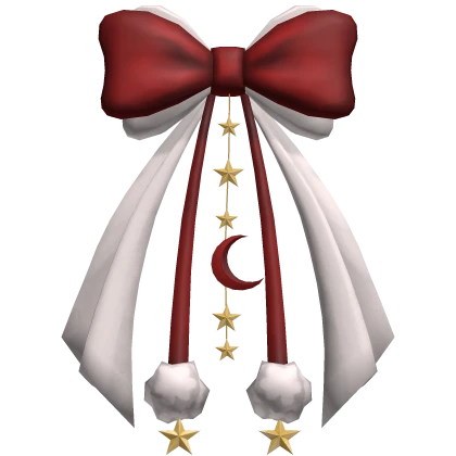 Cute Preppy Bow Moon Charm Ribbon Hair Red White