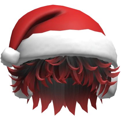 Black and Red Hair w/ Santa Hat & Earmuffs