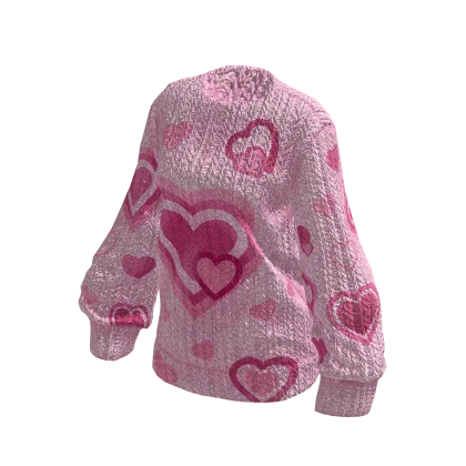 BB Pink Cute ♡ Heart Oversized Fluffy Sweater 🫐