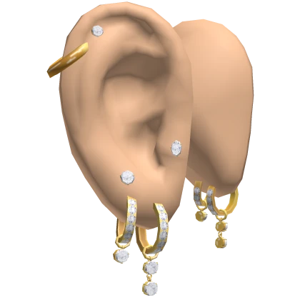 Ears w Gold Piercings Stack 1