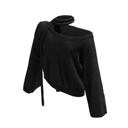 Loose Sweater + Scarf (Black)