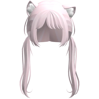 ♡ : pink low sleepy pigtails w/ kitty ears