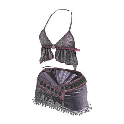 ʚ♡ɞ Y2K Two-Piece Purple Pink Sequin Outfit