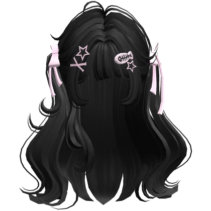 ♡ Cute Girl Pigtails w/ Hairclips & Bows (Black)