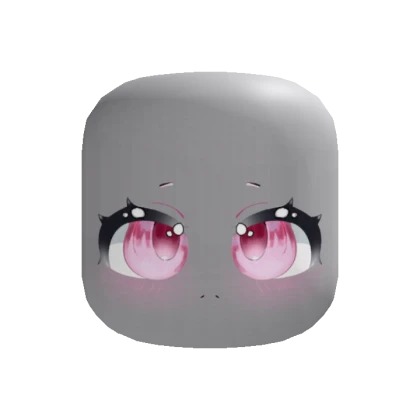 Kawaii Anime Chibi Pink Eyes Face (Recolorable)