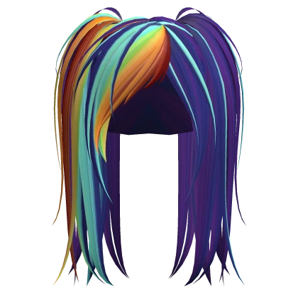 Rainbow Messy Emo Punk Rock Pigtails
