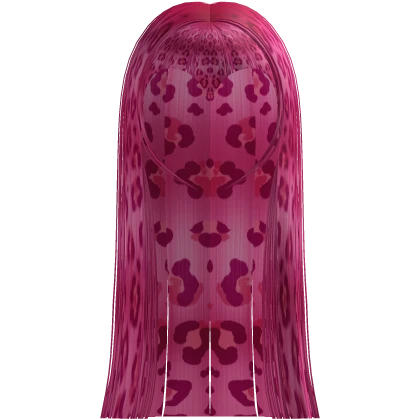 Long Vamp Hime Cut Pink Leopard Hair w Heart Bangs