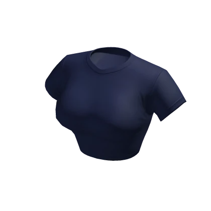 Crop Top Blue Navy Tight Baby Baddie Tee Shirt Y2K