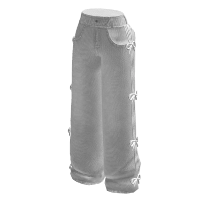 ♡ cute ribbon & bow denim jeans - white