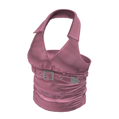 💗Y2K HALTER NECK BUCKLE TOP_PINK