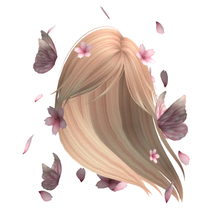 Soft Windy Blonde Hair w/ Pink Flowers 