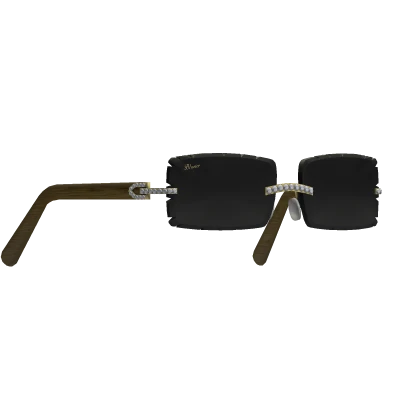 Y2K Black Designer Shades Sunglasses Gold Diamonds