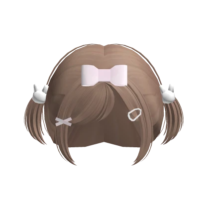 ♡ : kawaii light brown baby bunny pigtails w/ bow