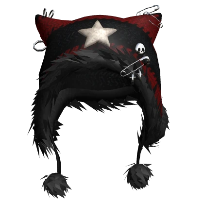Dark Red Cat Knit Beanie