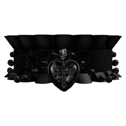 ruffled laced gothic choker with beads 