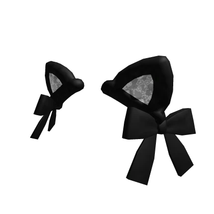 ✨Kawaii Lace Cat Ears with Bow-Black
