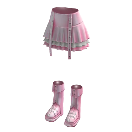 Pink Grunge Skirt and Boots