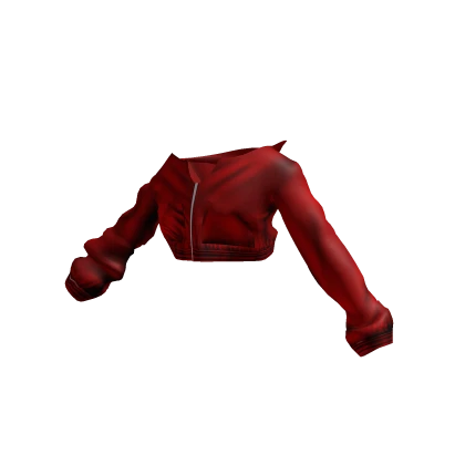 Oversize Cropped Baggy Fit Zip-Up Jacket in Red