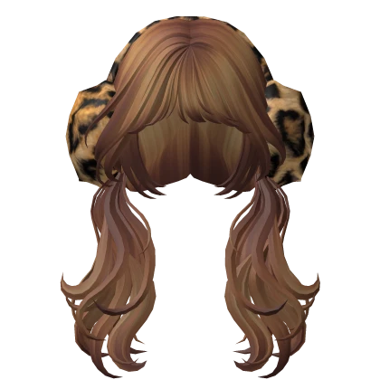 🍀Gyaru Leopard Earmuffs Pigtails (Bronze)