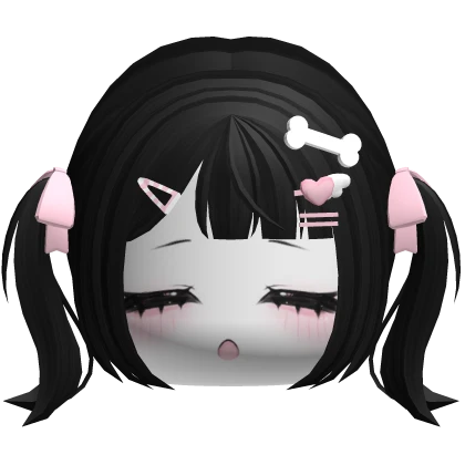 ♡ cutecore kawaii pupbone pigtail anime hair black