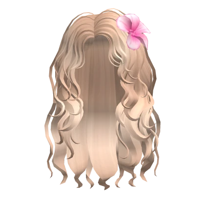 🍀Summer Wavy Hair w Pink Flower (Blonde)