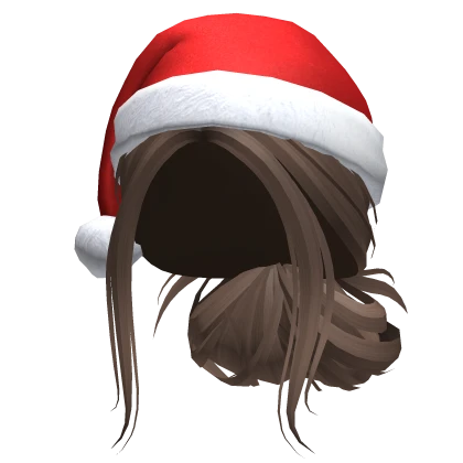 Cute Messy Bun w/ Christmas Santa Hat (Brown)