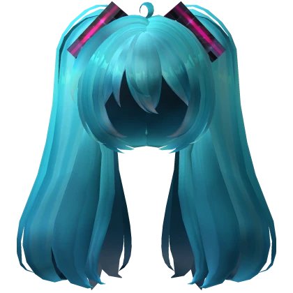 Hatsune Miku blue pigtails low face cutecore