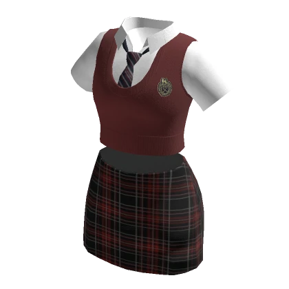 🍀Short School Uniform Outfit (Red)