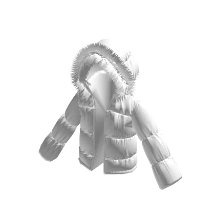 Glossy Leather Fur Hood Puffer Jacket - White