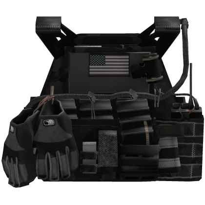 Realistic Tactical Vest Black Camo Military