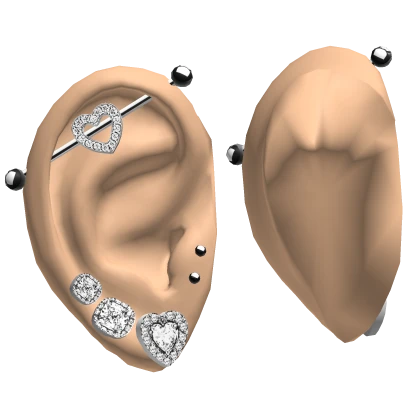 𝓢𝓢 | Ears With Diamond Heart Earrings Silver