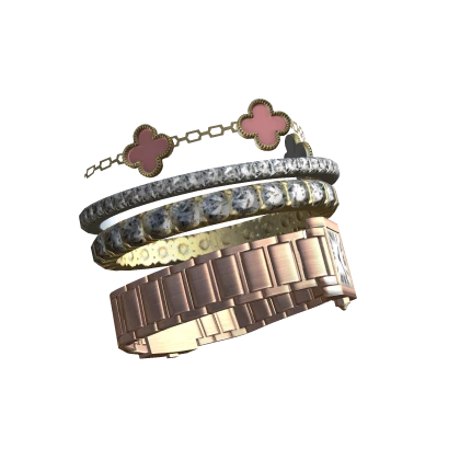 Left Stacked Luxury Gold Clover Bracelet Watch