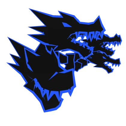 Cartoony Blue Dragon Heads