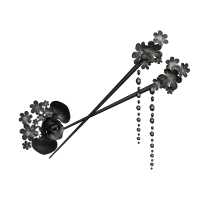 Harajuku Gyaru McBling Floral Chopsticks in Black