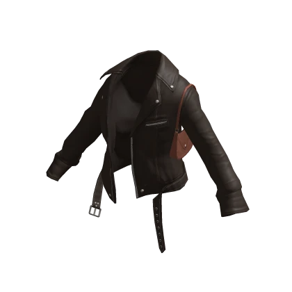 Brown Leather Jacket with Strap 🫐