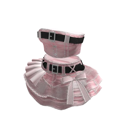 🍀Y2K Denim Top & Skirt Outfit (Pink)