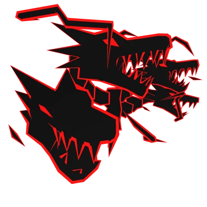 Cartoony Red Lightning Dragon Heads