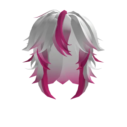White n Hot Pink Messy Fluffy Long Hair