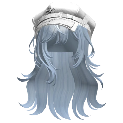 Sky Blue Graceful Layered Hair w/ Skull Punk Cap